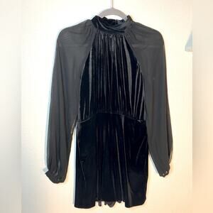 Express Velvet Mock‎ Neck Long Sleeve Romper shorts dress outfit formal prom